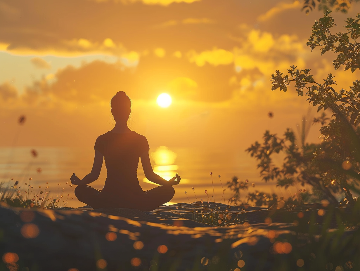 Жінка в медитації на природі